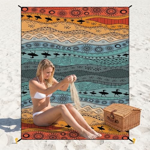 Large Beach Blanket Sandproof Waterproof 70.8" X 86.6"for Quick Drying Outdoor Picnic Mat for Beach - color: D05
