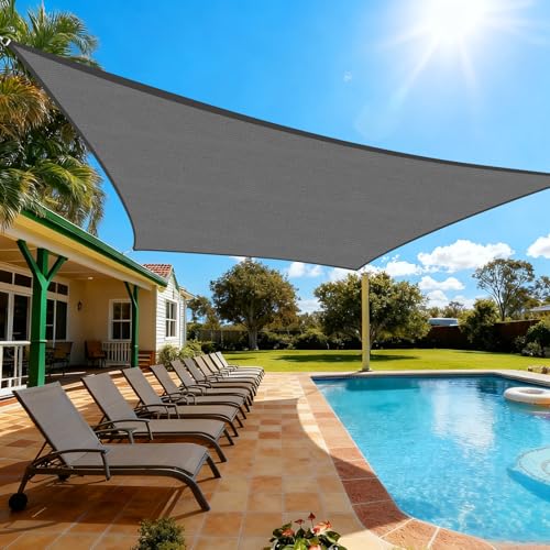 Artpuch Sun Shade Sail, 11'X17' Dark Grey Rectangle Curved Edged Sun Shade, Commercial Grade 185GSM HDPE UV Permeable Outdoor Shade Cloth for Deck, Backyard, Patio (Custom Sizes Made) - color: Dark Grey, size: 1 1' X 1 7'