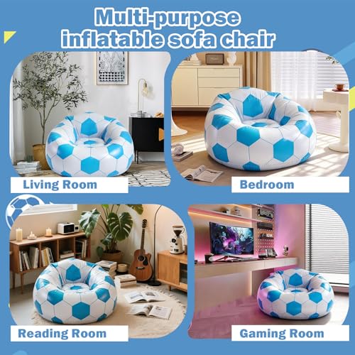 Inflatable Bean Bag Chairs for Adults,Lazy Chair Soccer Design,Portable Inflatable,Blow up Inflatable Seat for Lawn, Holiday Party, Home,Garden,Outdoor&Indoor