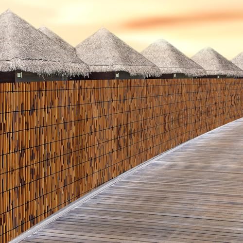 Natural Reed Fencing 6FT X 6.6FT Reed Fence 6FT High Balcony Reed Fence Privacy Reed Screen for Outdoor Backyard Patio(Brown) - size: 1 Pack 6FT×6.6FT