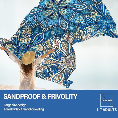 Famstar Beach Blanket Oversized Extra Large 78" X 81",Waterproof Sandproof Beach Blanket 1-7 Adults Lightweight Durable for Travel Camping Hiking Picnic - color: Boha, size: 78" X 81"
