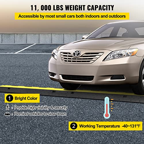 VEVOR 3 PCs Rubber Cable Protector Ramp, 2 Channel, 11000 lbs/axle Capacity Heavy Duty Hose Wire Cover Ramp Driveway, Traffic Speed Bump w/Flip-Open Top Cover, for Indoor&Outdoor