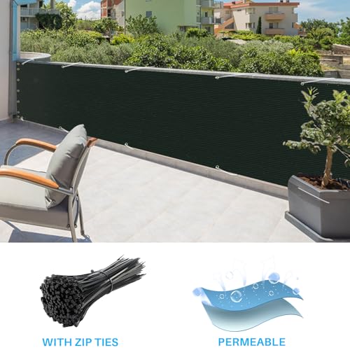 Patio 3' x 50' Balcony Privacy Screen Apartment Railing Covers Fence Panels for Outdoor, Temporary Fencing for Porch Deck Backyard Net Mesh with Zip Ties, Green