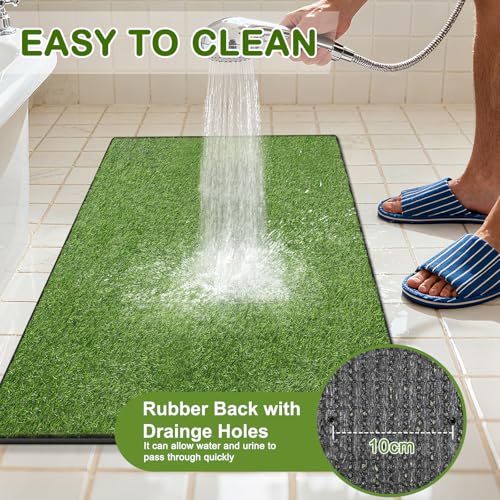 Artificial Grass for Dogs Potty, Reusable Pet Training Mat for Home and Travel, Washable Hemmed Edge Grass Pee Pad with Drainage Holes, Easy to Clean (31"x51") - size: 31"x51"