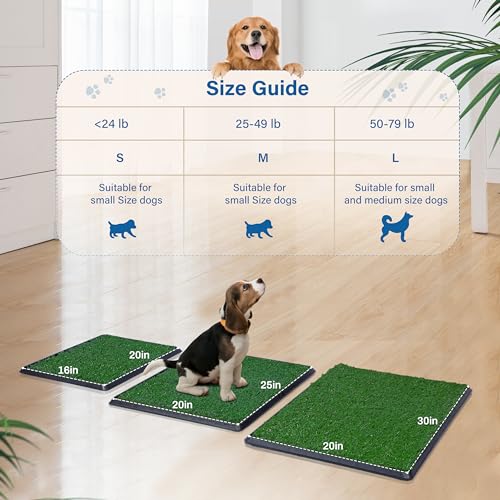 Artificial Dog Grass Pad with Tray for Potty – 16x20 inches Strong Absorbency Grass Pad, Dog Litter Box for Indoor/Balcony/Apartment - size: 16" x 20"