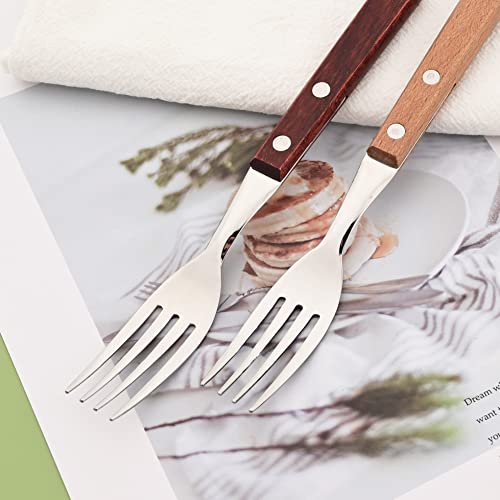 Dinner Forks Set of 8, Uniturcky 304 Stainless Steel Silverware Forks with Wooden Handle, Use for Dessert and Salad, Mirror Polishing, 7.9 Inches - size: 8-Piece Dinner Fork