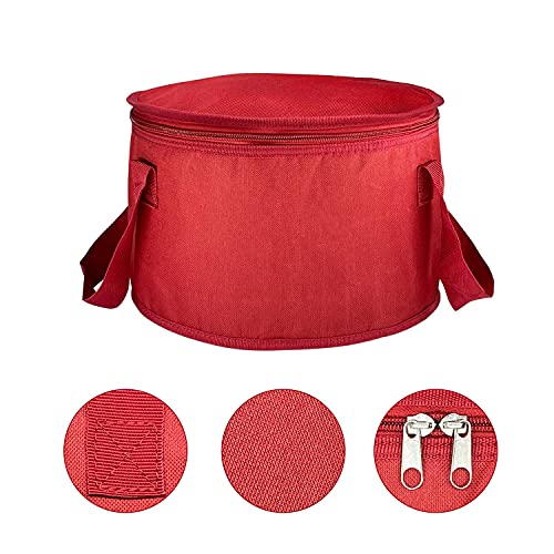 Yalin 2 Pack 12.5X7.8 Inch Round Lunch Bags, Insulated Thermal Pastry and Pie Carrier, Reusable Cake Cooler and Casserole Carrier Bags for Potluck, Picnics Food Delivery (Red Color) - color: Red Color