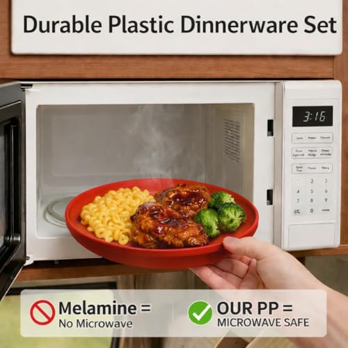 40 Piece Plastic Dinnerware Set for 8 with Cutlery, Unbreakable Plates and Bowls Set, Dishwasher & Microwave Safe Reusable Dish Set for Camping, RV, Outdoor Kitchen, Apartment Dining,Sunset Multicolor - color: Boho