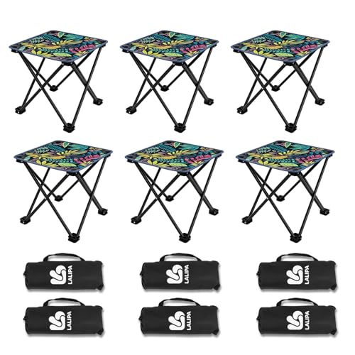 Portable Collapsible Stools Outdoor Folding Chairs Small Camping Chairs for Hiking,Fishing,Gardening,Beach and Travel with Carry Bag (6 Pack,Pattern) - color: Small, size: 6pcs