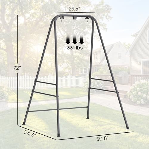 Outsunny Hammock Chair Stand, Free Standing Heavy Duty Hanging Swing Chair with Anti-Slip Foot Pads, 2 Carabiners, for Relaxation, Indoor and Outdoor Use, Gray - color: Gray