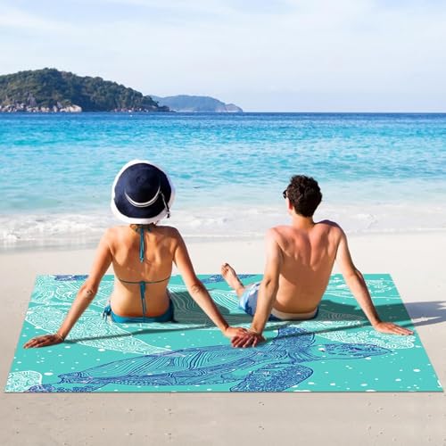 Beach Blanket Waterproof Sandproof Beach Mat Sand Free Beach Essentials for Picnic Party Travel Camping Hiking - 79" X 83"