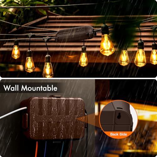 RESTMO 5-Piece Outdoor Waterproof Electrical Box Set – 12.5" x 8.5" x 5" Large & 7.1" x 2.3" x 2.3" Small, Weatherproof Boxes for Power Strip, Outlet, Plug, Socket, Timer, Holiday Light, Brown - color: Brown