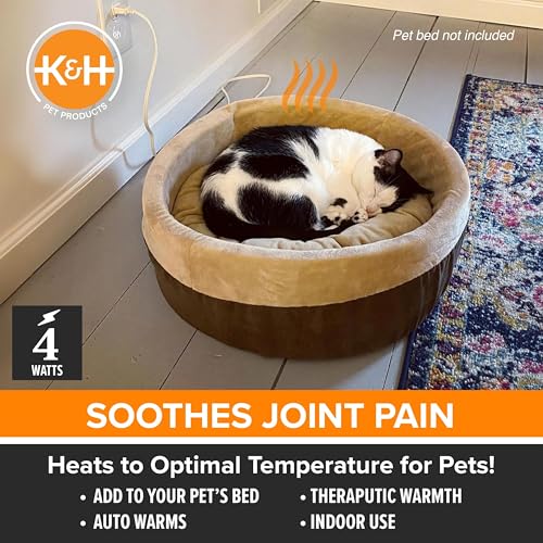 K&H Pet Products Pet Bed Warmer, Turn Any Pet Bed Into a Heated Cat or Dog Bed, Waterproof Indoor Heated Warming Pad Insert, Automatic Temperature, Safety Listed - Small 9 X 8.5in Tan - size: Small
