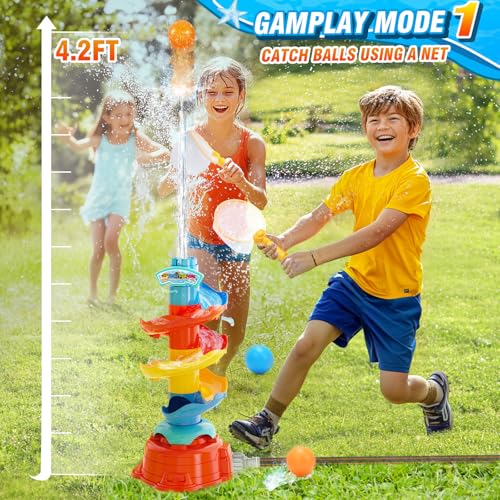 Skirfy Water Sprinkler for Kids,3 in 1 Water Toys for Boys Girls,Catch Ball Game,Outdoor Play Summer Pool Party,Outside Toys,Lawn Backyard,Garden Game Toy for Kids Ages 3 4 5 6 7 8