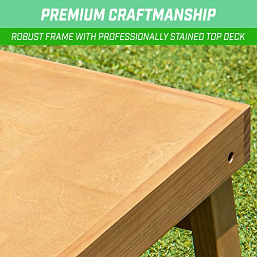 GoSports Premium 4 ft x 2 ft Regulation Competition-Ready Cornhole Board Set - Thick Wooden Board with Stop and Slide Bags - Complete Set for Yard Games, Backyard Outdoor Party Events - style: Light Brown