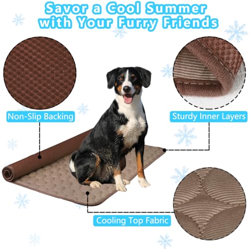 Dog Cooling Mat for Dogs, Pet Cooling Pad Bed for Dog Easy Washable for All Types of Pets and Perfect for Both Indoor and Outdoor Use, Including Car Seats 28" x 22" - color: B-Brown-1 Pc, size: 28 in x 22 in