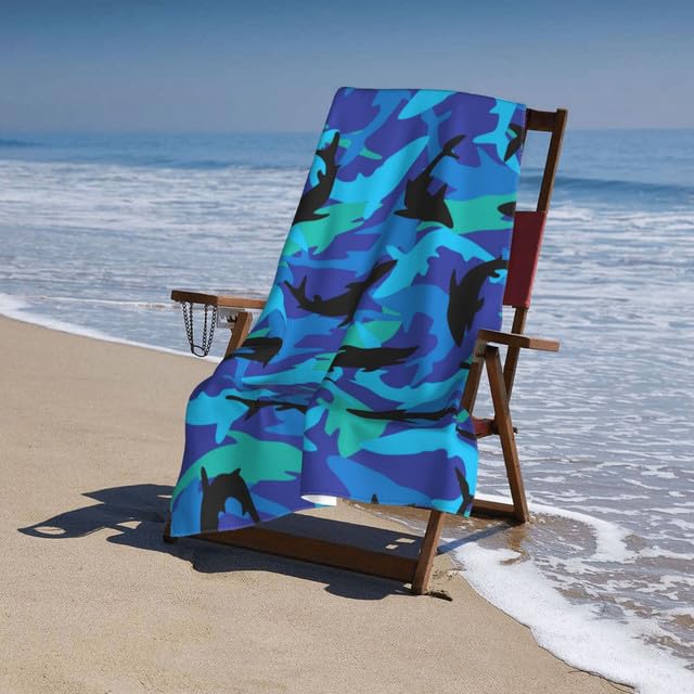 JOOCAR Blue Black Shark Beach Towel Cute Microfiber Beach Towels Blanket for Kids Bath Towels Big Extra Large XL Pool Towels Oversized Quick Dry Sandproof for Boys Men Summer Decor 30x 60 Inch - color: B4