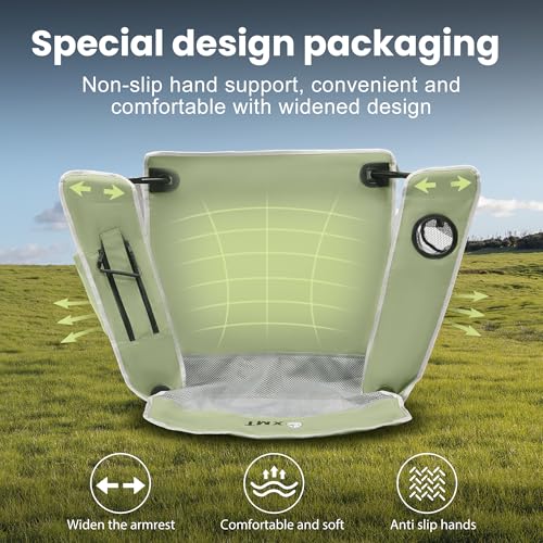 Portable Outdoor Folding Chair with Cup Holder & Cooler Bag - Breathable Mesh, Wide Armrests, Ergonomic Design for Camping, Beach, Backyard - Includes Storage Bag & Bottle Opener (Black/Green/Red) - color: 01-green