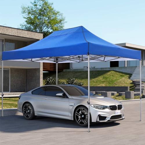 COBIZI 10x15 Pop up Canopy Gazebo 3.0, Easy up Heavy Duty Canopy with 4 Removable Sidewalls, High Stability, All Weather Sunshade 100% Waterproof Outdoor Canopy Tents with Carry Bag, Blue - color: Blue, size: 10x15 with 4 sidewalls