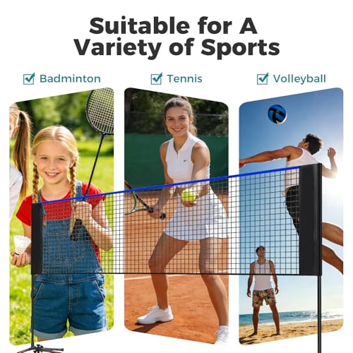 OLIXIS Portable Badminton Net, Height Adjustable Volleyball Net, Badminton Net with Carry Bag, Volleyball Net for Pool, BackyardGame Indoor Outdoor Use - color: Blue, size: 17FT
