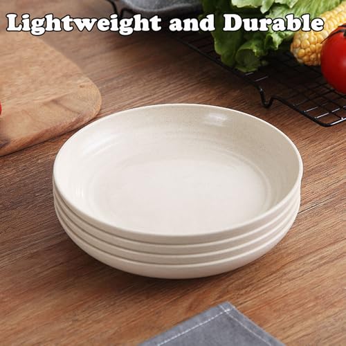 Wheat Straw Plates Unbreakable Dinner Plates Set of 6, Reusable Lightweight Plastic Plate for Camping Kitchen, Microwave and Dishwasher Safe (Beige) - color: 6 Beige