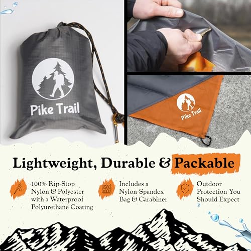 Pike Trail - Outdoor Pocket Blanket - Lightweight, Durable and Waterproof Blanket - Beach, Hiking, Picnic and Camping Essentials - 60” x 56” - Gray - color: Grey/Orange