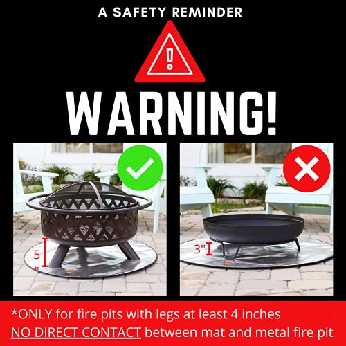 FireProof Pros 40" Round Fire Pit Mat for Deck, Patio, Grass and Concrete. Heat Reflective Fireproof Mat/Ember Mat. 3 Layer Fire Pit Pad, Thick Firepit Protector, Outdoor BBQ Grill Mat Protector - size: 40 Inch