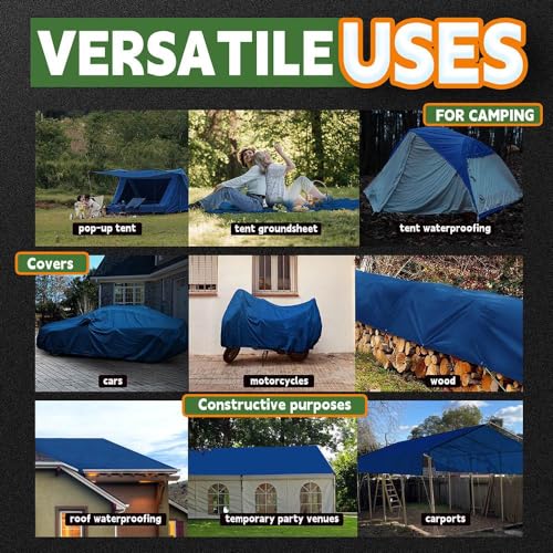 RAINDEWAY Tarps 6x8 Feet (2 Pack) 8 Mil, UV Resistant, Durable, Waterproof Poly Tarp Cover with Metal Grommets and Reinforced Edges,Blue Tarp - color: Blue, size: 6x8 Feet (2 Pcs)-Finished Size