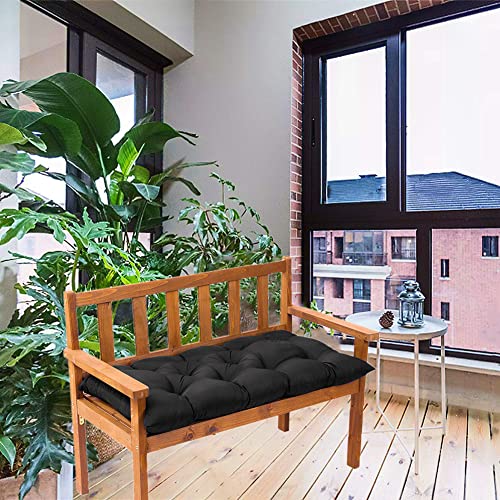 Srutirbo Waterproof Outdoor Bench Cushion, 48"x20", Swing Cushion Patio Furniture Cushions 3 Seater, for Garden Patio Furniture Lounger Bench (Black, 48x20 in) - color: Black