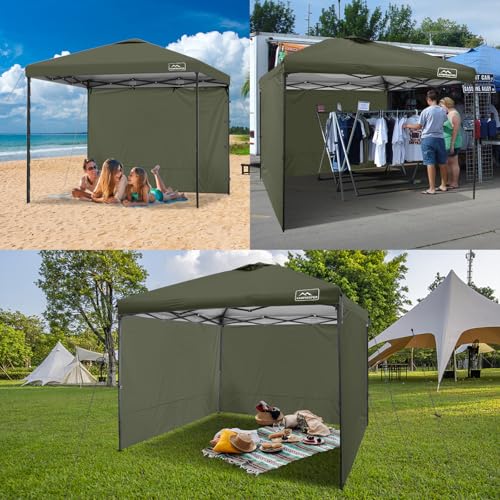 KAMPKEEPER 10X10 Canopy Tent Sidewalls with Zipper for Canopy Frame, 3Pcs Sunwalls Only, UPF50+ Waterproof Side Walls(Olive Green) - color: Olive Green