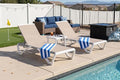 PURPLE LEAF Patio Chaise Lounge Chair Set of 3 Outside Aluminum Plastic Stackable Tanning Chairs for Pool Sunbathing Beach Deck Outdoor Lounger, Khaki - color: Khaki, style: 2 chairs + 1 table