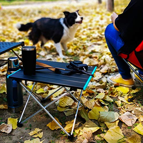 ROCK CLOUD Portable Camping Table Ultralight Aluminum Folding Beach Table Camp for Camping Hiking Backpacking Outdoor Picnic, Black - color: Black, size: Small