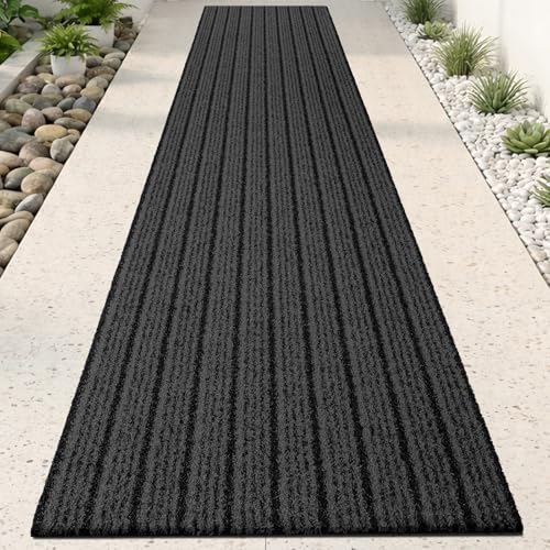 Outside Entrance Runner Rug 24" x 96", Dirt Trapping Outdoor Door Mat, Non Slip, Water Proof, Heavy Duty Commercial Rug for Patio, Garage, Traffic Area, Office, Roll Packing - color: Grey, size: 24" x 96"