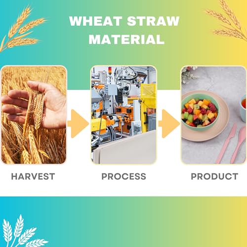 ECOSTAR Wheat Straw Dinnerware Sets Unbreakable Plates Bowls and Cups Reusable Utensils Dishwasher Microwave Safe Bowls and Plates Sets (Classic) - color: Classic