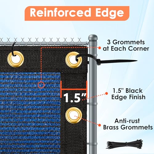iCover 4x12ft Privacy Screen Fence, Outdoor Fencing Panels, Garden Windscreen Mesh Shade Sail Net Barrier, Fence Privacy Screen Reinforced Bindings and Brass Grommets Cable Zip Ties, Royal Blue - color: Royal Blue, size: 4x12ft