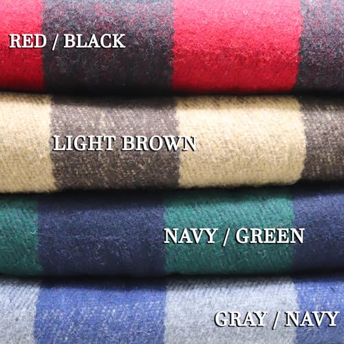 M MCGUIRE GEAR Warm Wool Bunkhouse Plaid Blanket for Camping, Home, Survival, or First Aid, 64" x 90" (Green/Navy) - color: Green/Navy