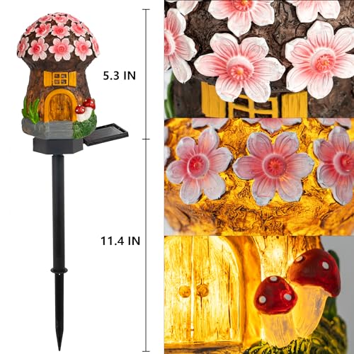 Dazzle Bright Solar Mushroom Lights Fairy Garden Lights for Home Decor Outdoor Decorative Stakes Mushroom House Solar Powered LED Landscape Lighting for Lawn, Walkway, Patio, Yard - color: Mushroom