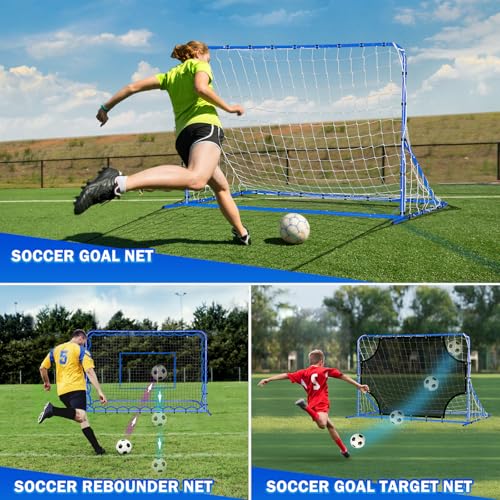 Soccer Baseball Volleyball Rebounder Net, Quick-Switch Angle Dual-Sided/Dual/Three Mode Goal Net Multi-Sport Pitchback Rebound for Control, Passing Practice, Easy Setup Bounce Back Training Gifts - size: 6FTx4FT