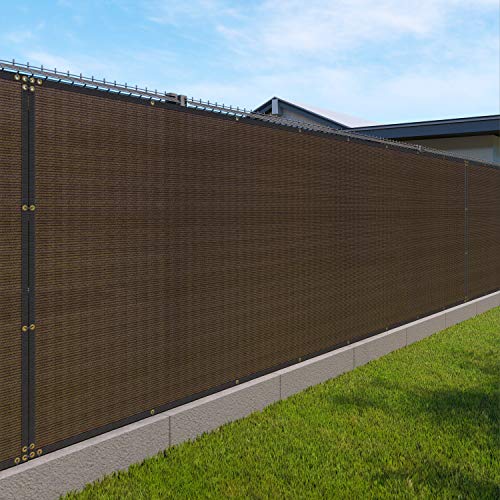 Windscreen4less 4' x 1' Privacy Fence Screen Heavy Duty Windscreen Fencing Mesh Fabric Shade Net Cover with Brass Grommtes for Outdoor Wall Garden Yard Pool Deck Brown - color: Brown, size: 4' x 1'