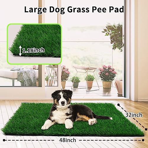 Grass Pad for Dogs 32 x 48 inches, Strong Absorbency Soft Artificial Grass for Pets Potty Training, Easy to Clean Fake Grass for Dog Indoor Outdoor Use (1 Pack) - size: 48x32 Inch