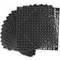 MYFAMIREA Modular Interlocking Cushion 12 Pack 11.8" x 11.8" Rubber Floor Tiles Non-Slip Splicing Drainage Mats for Deck, Pool, Outdoor Shower, Patio, Balcony, Indoor Bathroom, Kitchen, Yard (Black) - size: 12 PCS