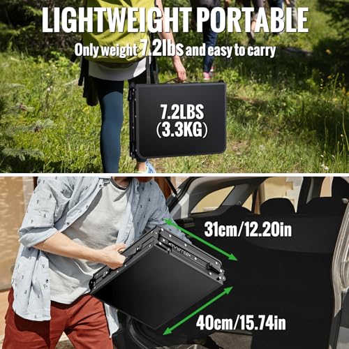 GARLLEN Folding Camping Table Max 27.5", 3-Height Adjustable Portable Camping Table with Carrying Bag, Lightweight Aluminum Folding Picnic Tables for BBQ, Travel, Outdoor, 34.2" L x 15.7" W - color: Black, size: Tabletop Size: 34.2"l X 15.7"w