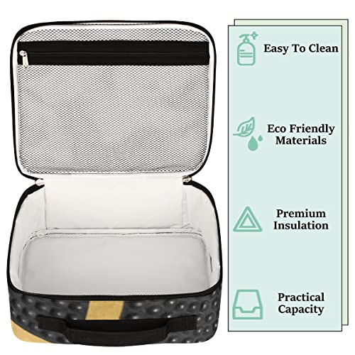 Kids Lunch Box for Boys Girls Balck Gold Sport Basketball Insulated Lunch Bag Reusable Small Cooler Bag Meal Containers Tote Kit for School Travel Women Men - color: black basketball