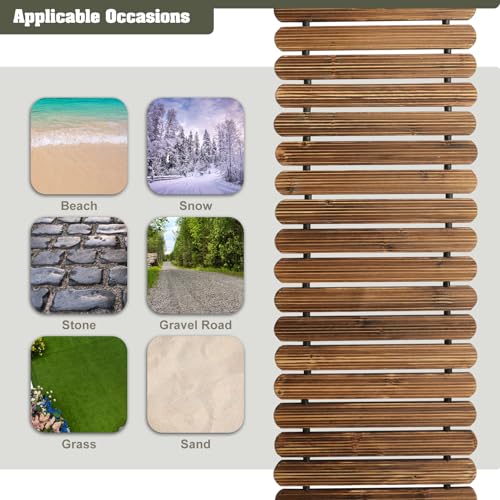 6 FT Roll Out Garden Pathway Straight 2 PCS - Non-Slip Wooden Walkway with Rounded Edges, Instant Outdoor Decoration