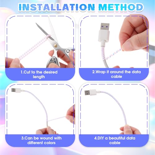 Frienda 10 Pcs Spiral Cord Protector Chargers Protector Pets No Chew Data Cable Protective Sleeve Headphone Charger Saver USB Cable Cover Wire Repair for Phone USB (Flash Color) - color: Flash Color