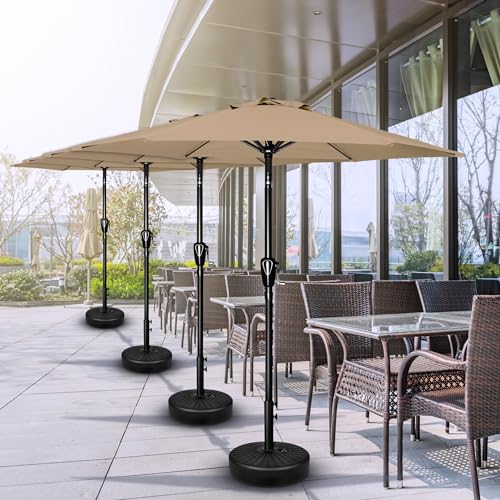 Simple Deluxe 9' Patio Umbrella Outdoor Table Market Yard Umbrella with Push Button Tilt/Crank - color: Tan, size: 7.5ft