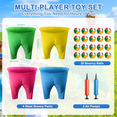 Granny Pants Yard Game, Outdoor Game with Bouncy Ball and Air Pump, Team Relay Family Reunion Party Field Game - size: 4PCS