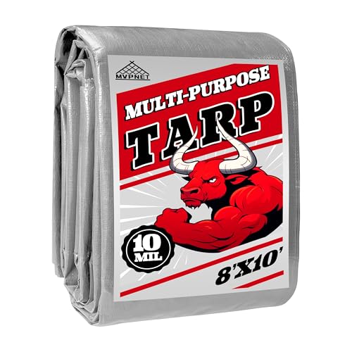 Tarp Heavy Duty 8x10ft Waterproof Tarps,10mil Uv Resistant,Multipurpose Silver/Black Tarps for Cars,Camping,Roof,Ship,Garden.by-MVPNET - color: Silver/Black, size: 8x10
