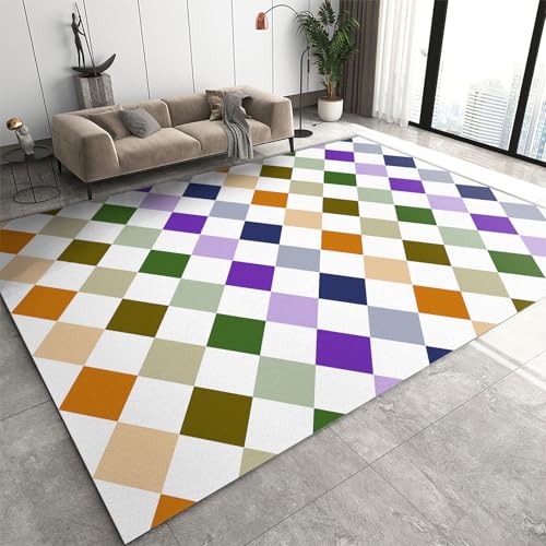 Funky Rug, 70s Retro Area Rugs for Bedroom Living Room, Colorful Checkered Patterned Large Rug, Washable & Non Slip Indoor Floor Carpet Home Decor（5x7ft）, Style-1 - color: Style-1, size: 59*83in / 5*7ft