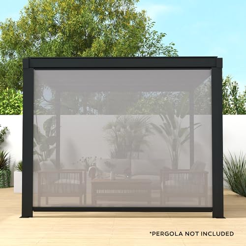 Mirador Accessory - 10Ft Side Shade Screen for Mirador pergola 80/88 Series, Crank, Enhance Outdoor Living Space with Sun Shade, Wind Block, UV Resistant, Charcoal, not pergola - color: Charcoal, size: 10Ft Side(for 80/88s)